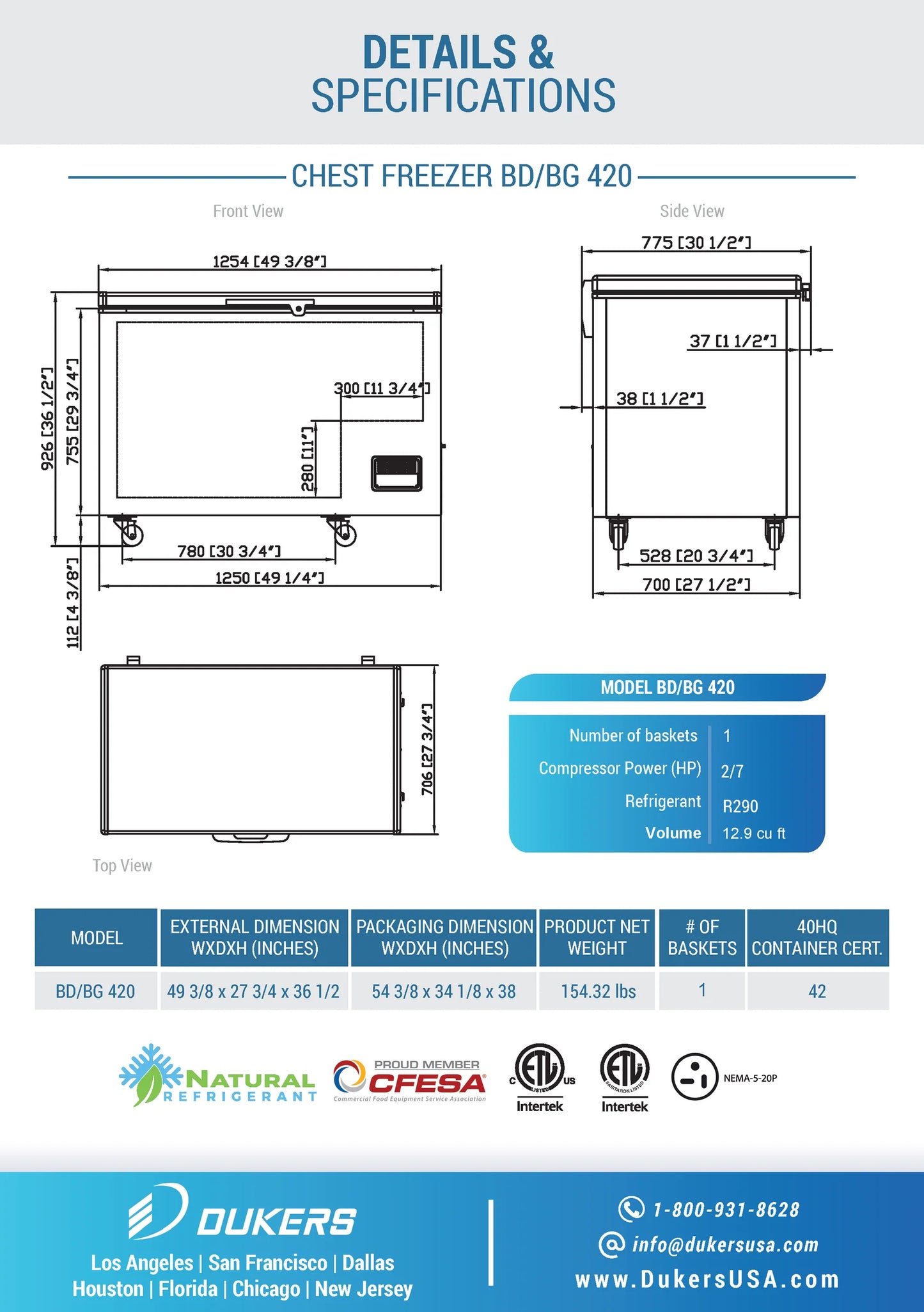 BD/BG-420 Commercial Chest Freezer