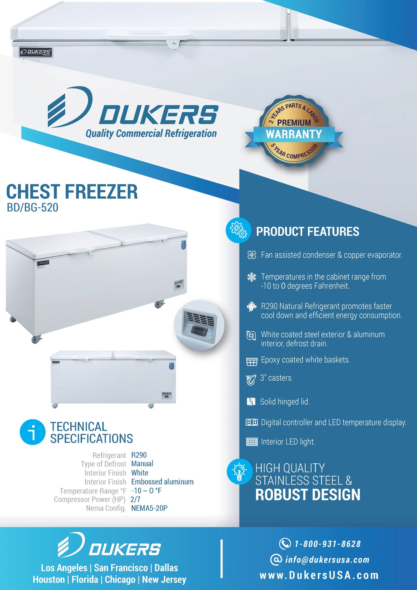 BD/BG-520 Commercial Chest Freezer