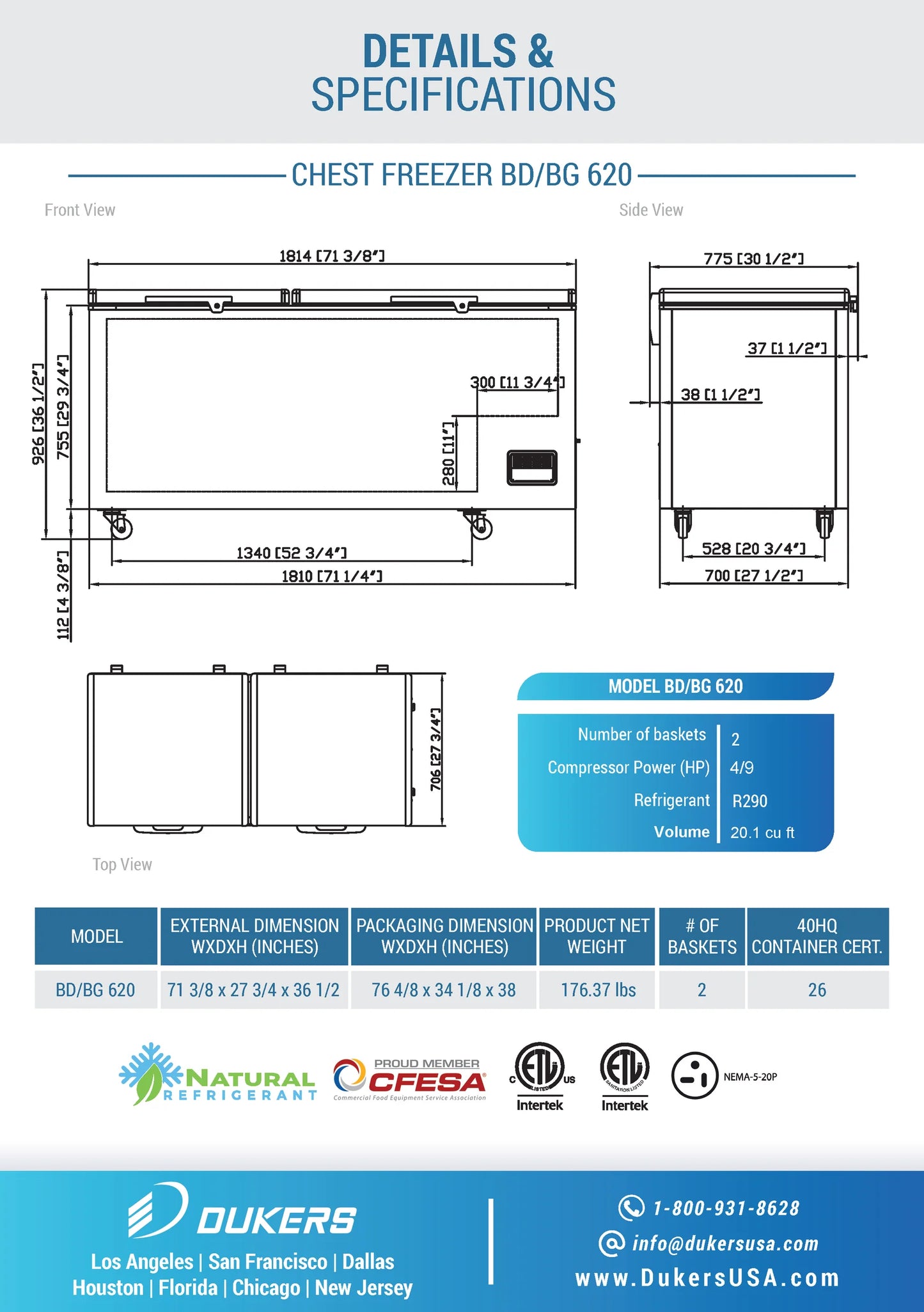 BD/BG-620 Commercial Chest Freezer