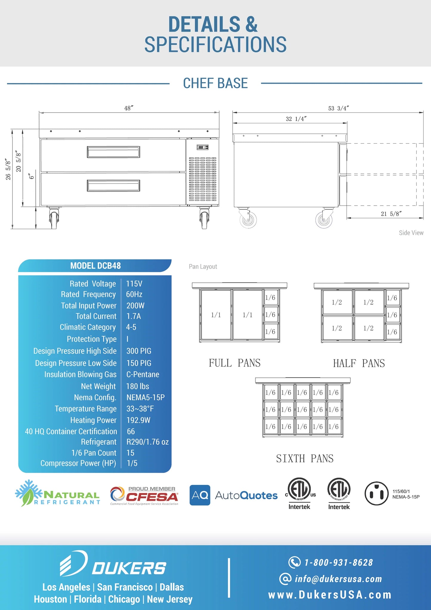 DCB48-D2 Chef Base Refrigerator with 2 Drawers