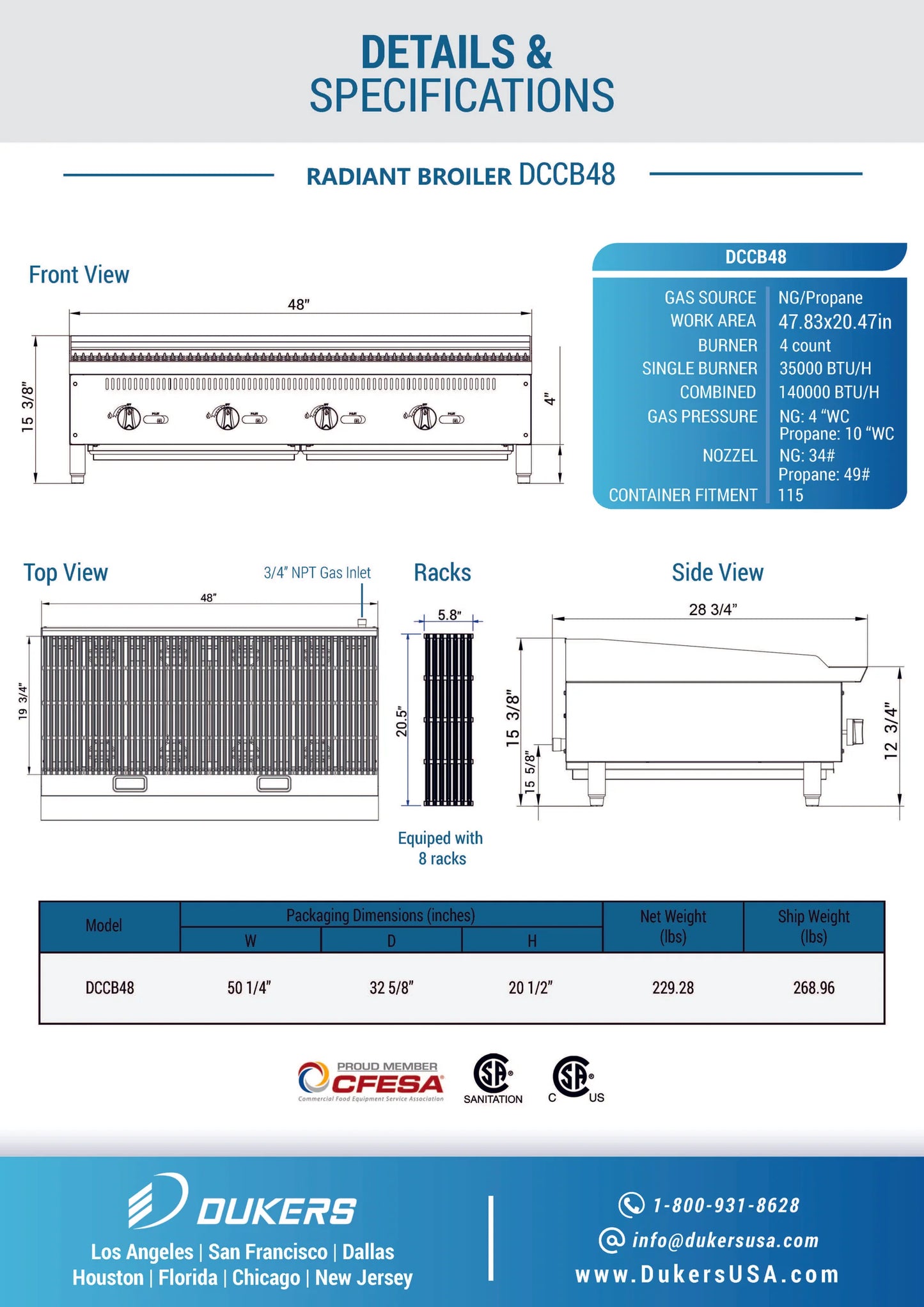 DCCB48 48 in. W Countertop Radiant Boiler