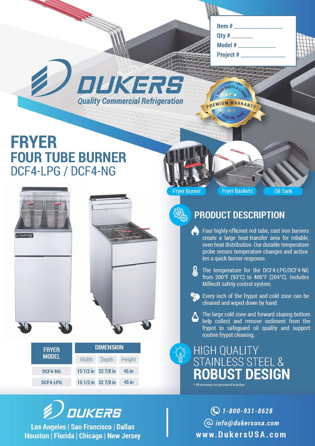 DCF4-NG Natural Gas Fryer with 4 Tube Burners