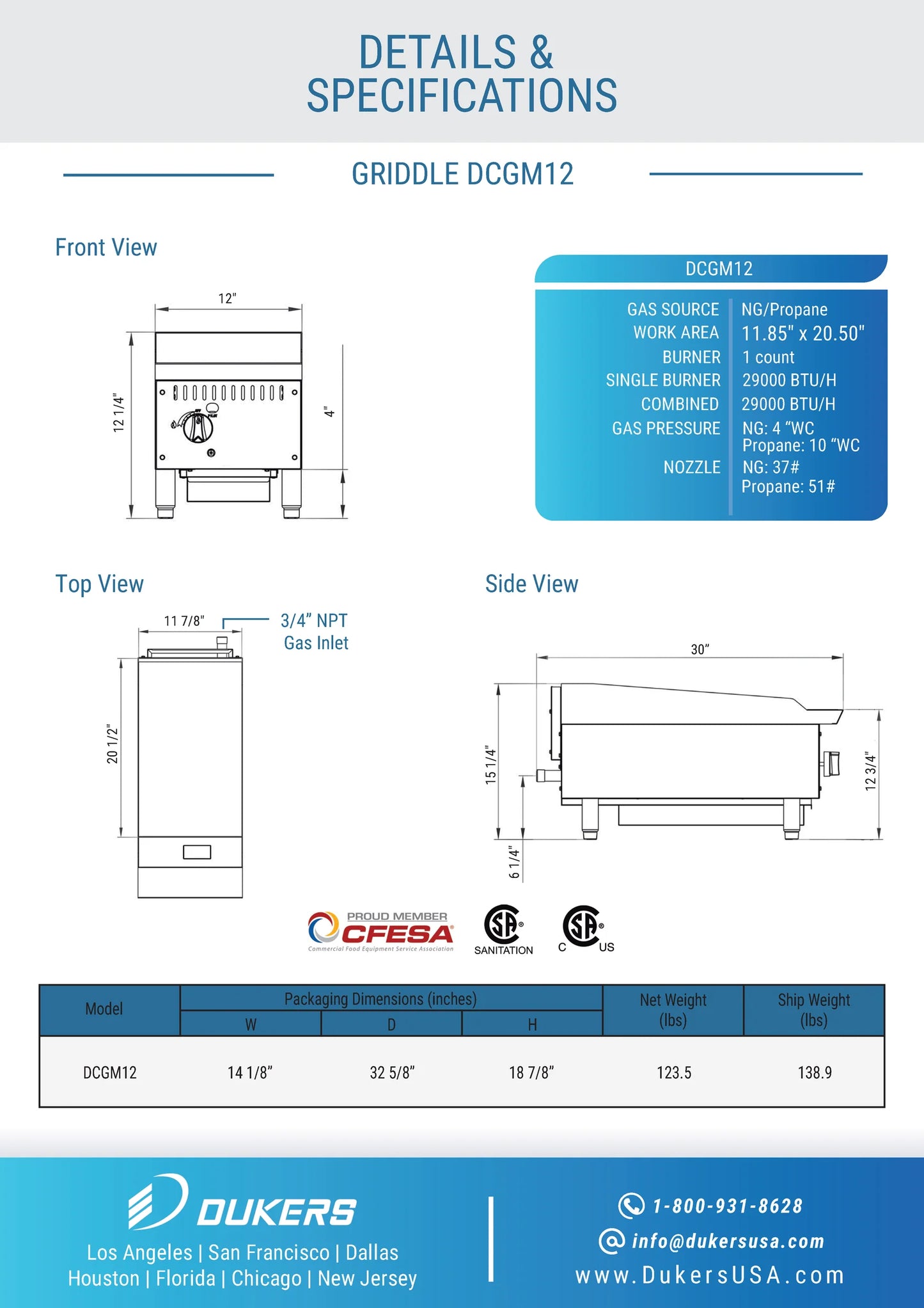 DCGM12 12 in. W Griddle with 1 Burners