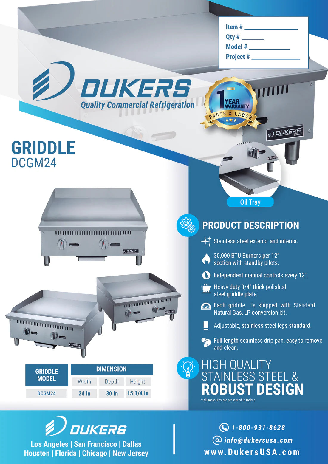 DCGM24 24 in. W Griddle with 2 Burners