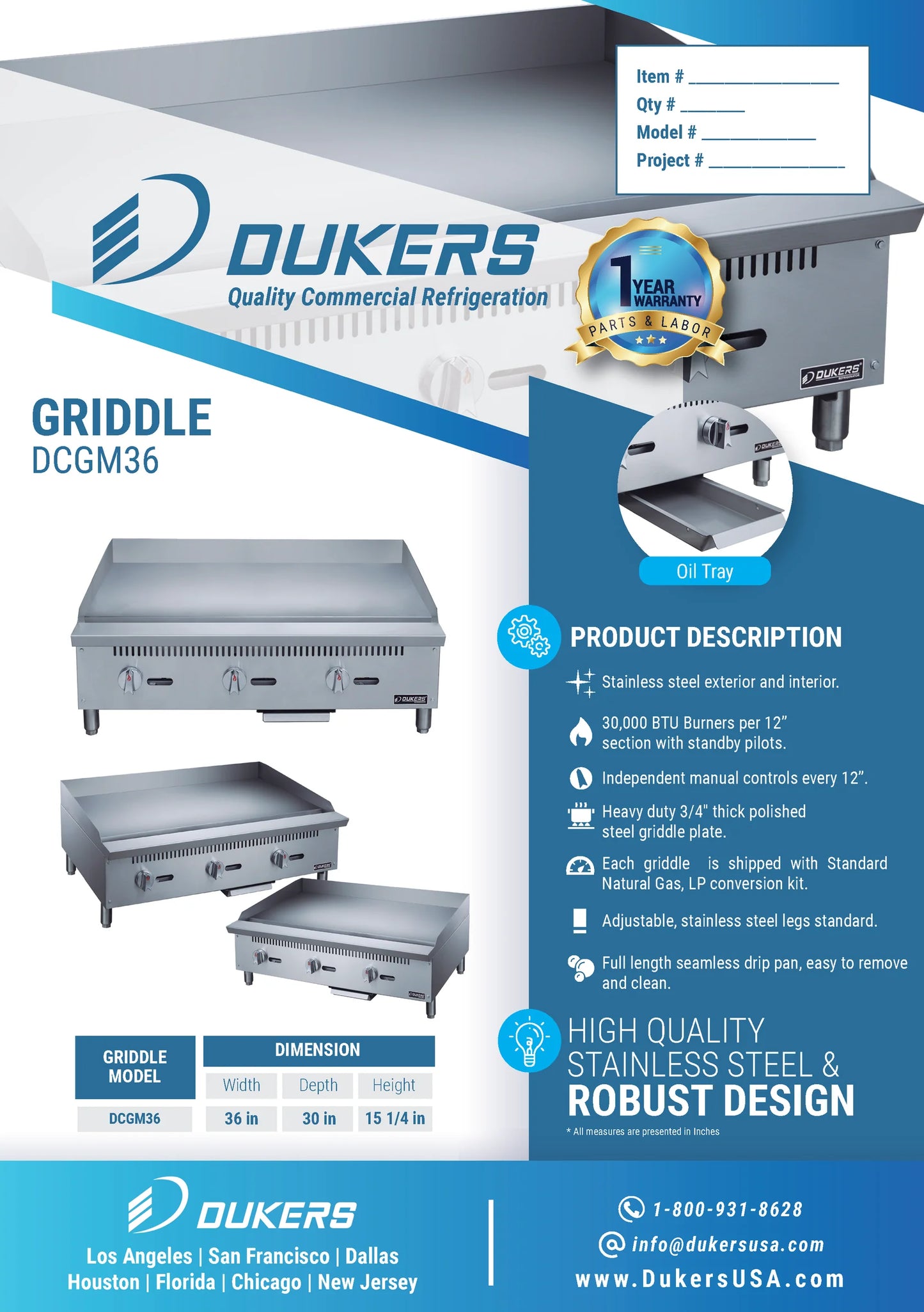 DCGM36 36 in. W Griddle with 3 Burners