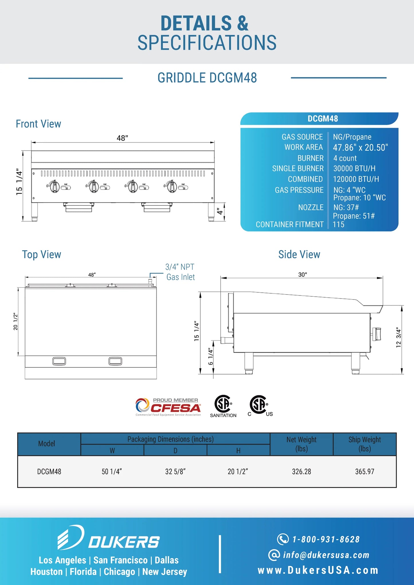 DCGM48 48 in. W Griddle with 4 Burners