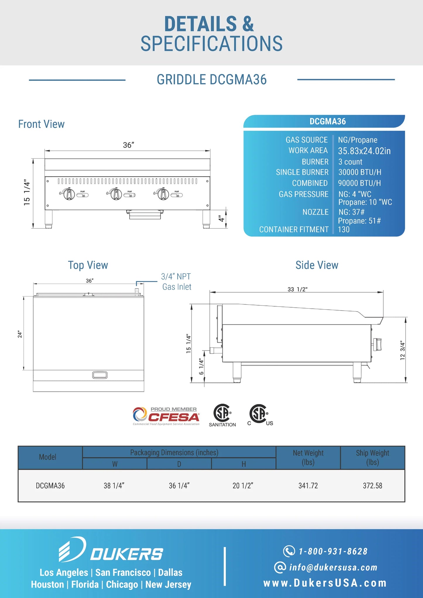 DCGMA36 36 in. W Griddle with 3 Burners