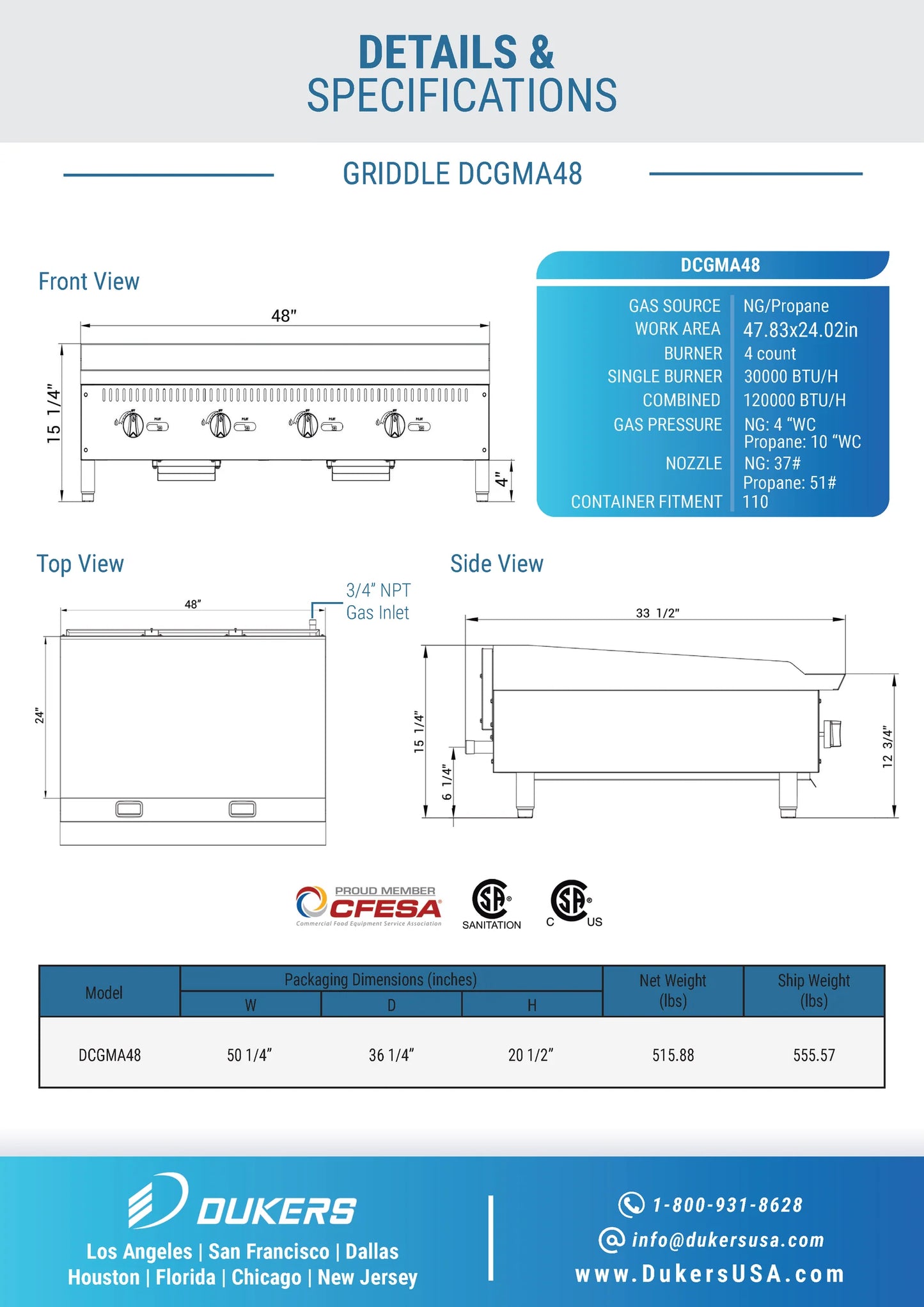 DCGMA48 48 in. W Griddle with 4 Burners