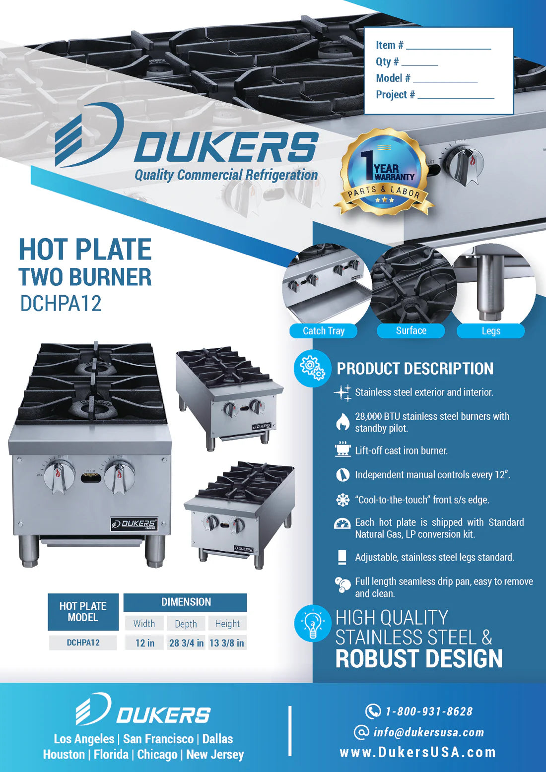 DCHPA12 Hot Plate with 2 Burners