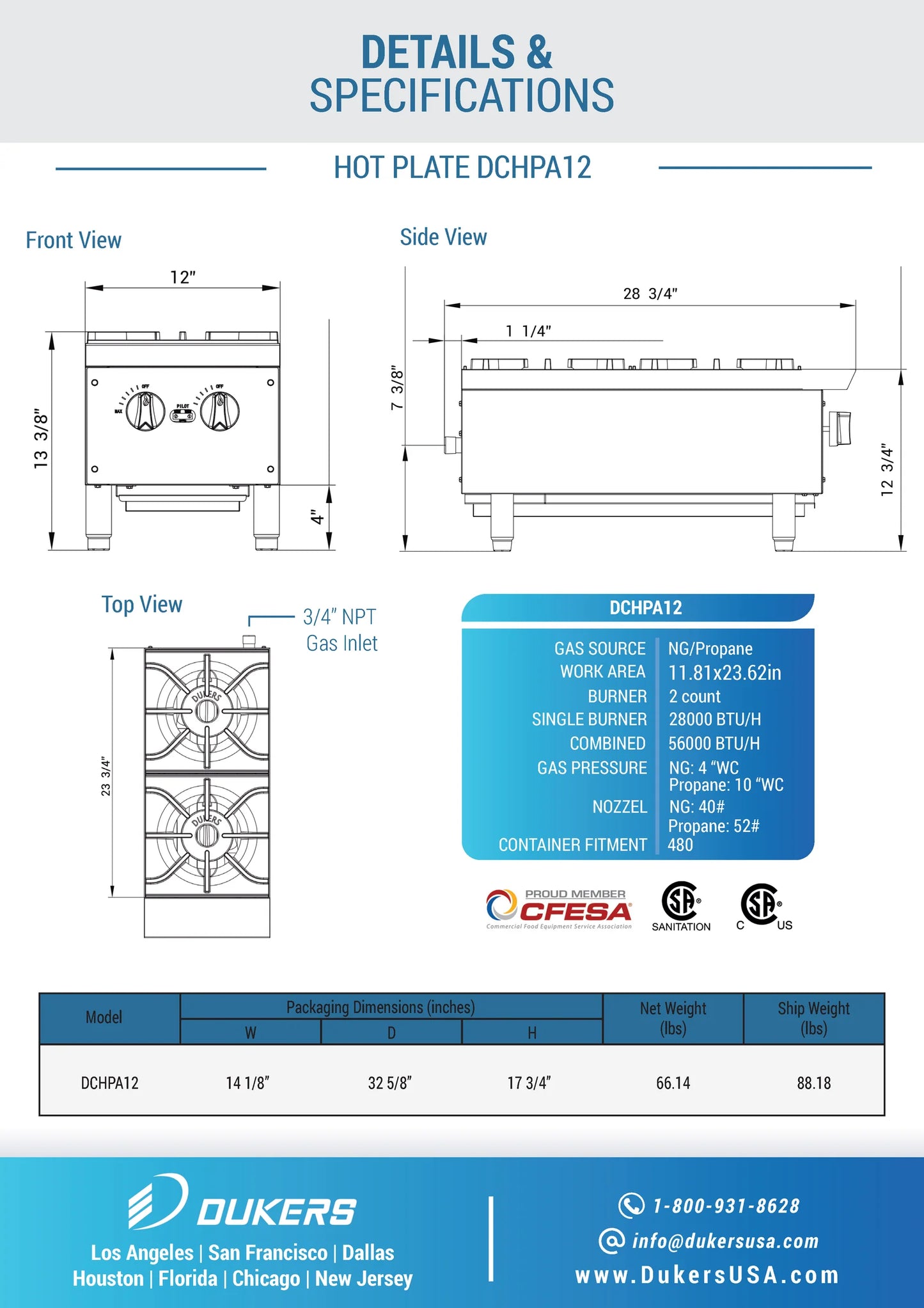 DCHPA12 Hot Plate with 2 Burners