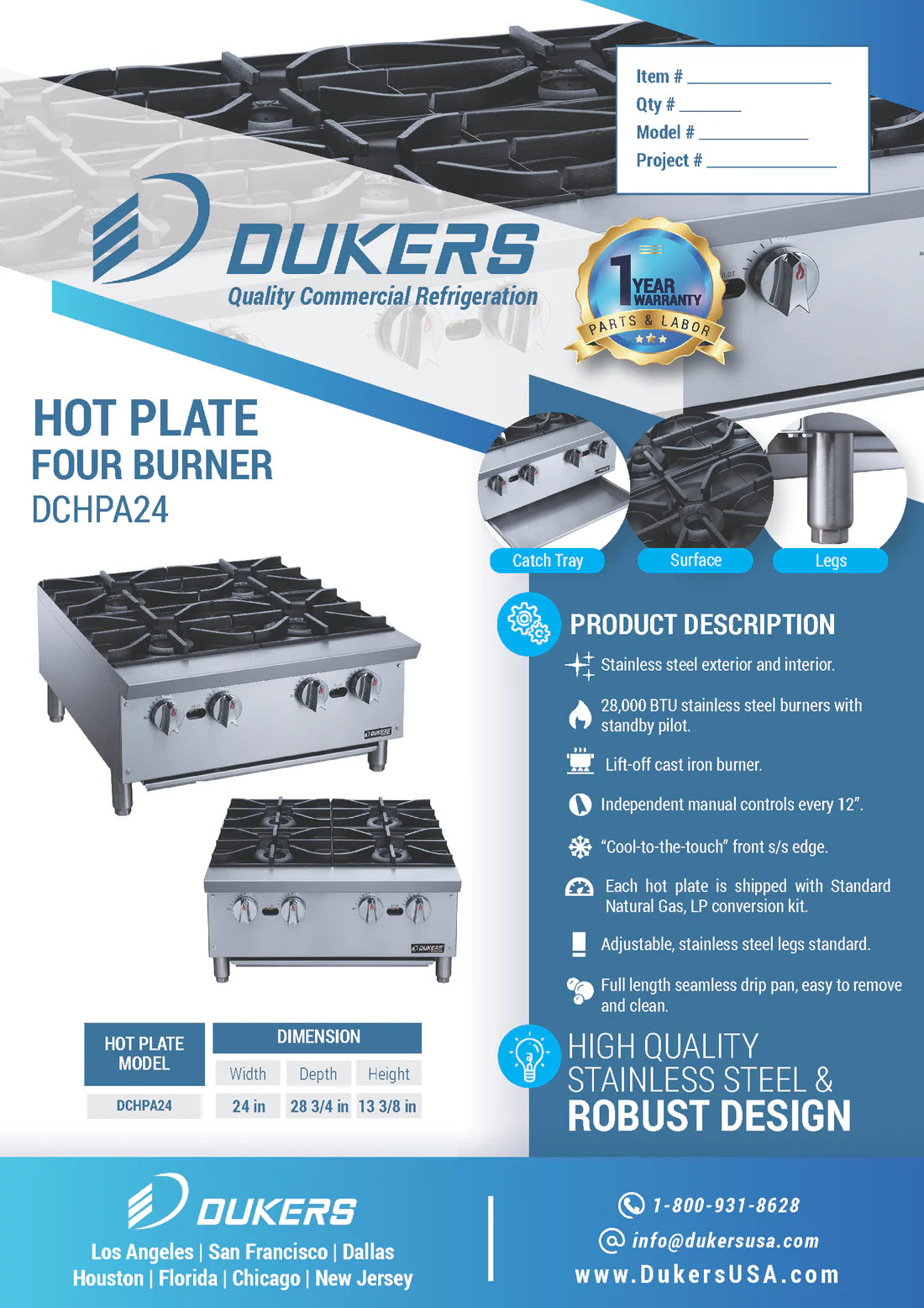 DCHPA24 Hot Plate with 4 Burners