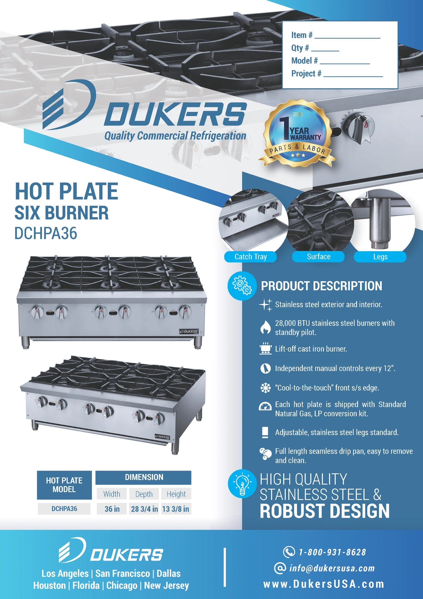 DCHPA36 Hot Plate with 6 Burners