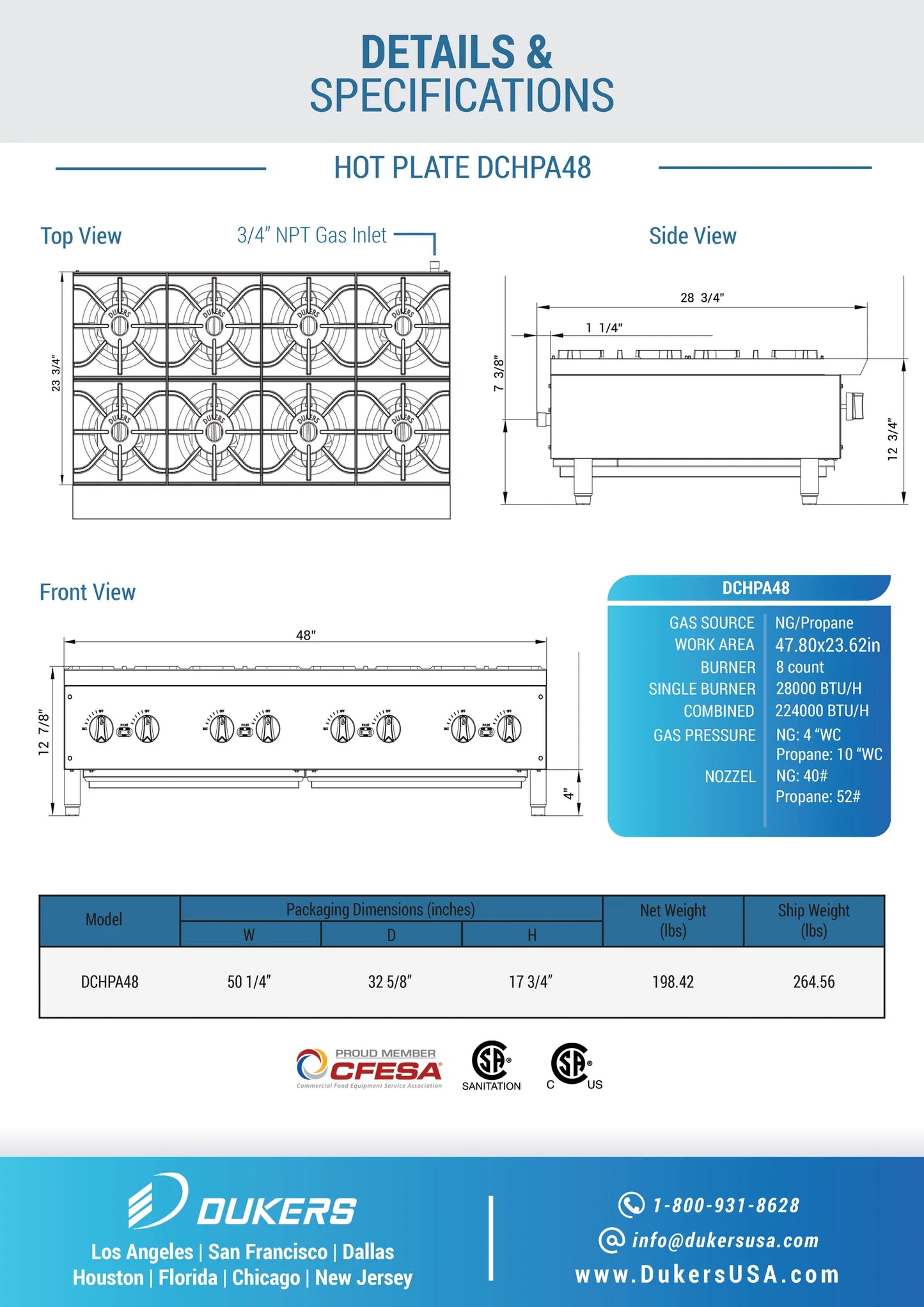 DCHPA48 Hot Plate with 8 Burners