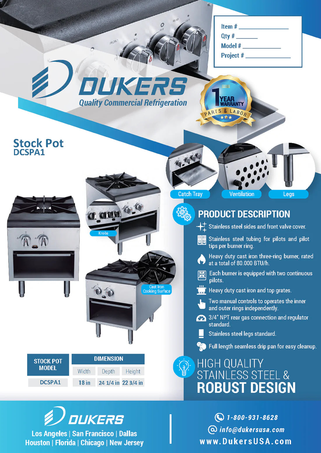 DCSPA1 Stock Pot Range Single 24" Height