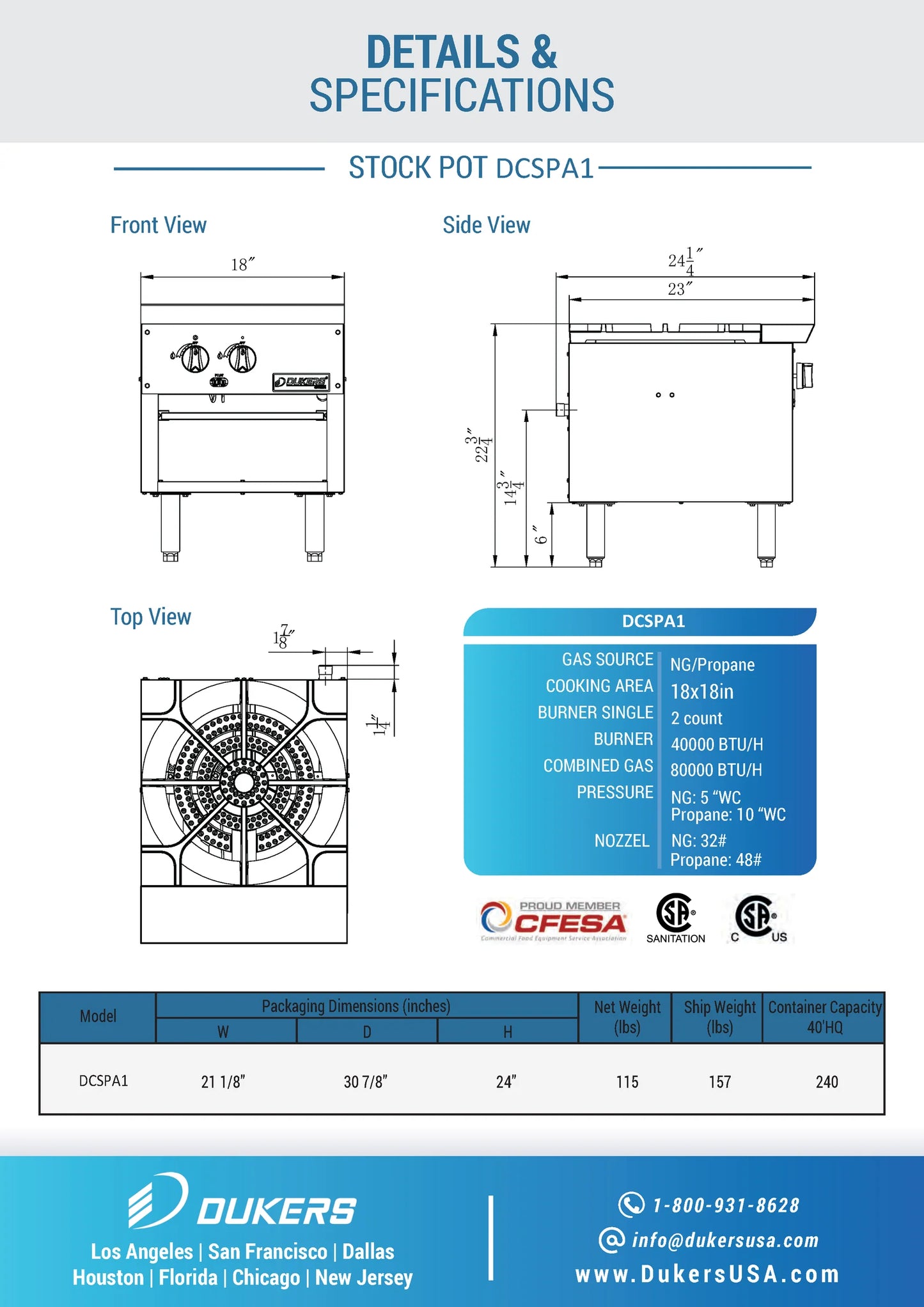 DCSPA1 Stock Pot Range Single 24" Height