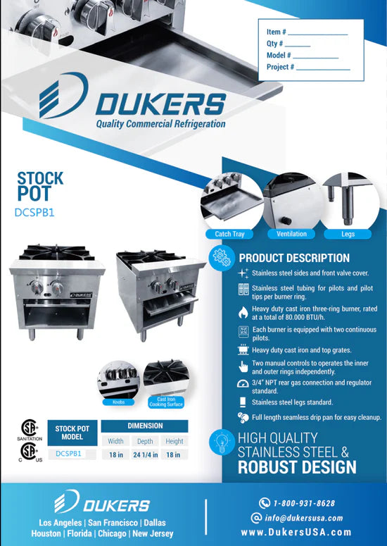 DCSPB1 Stock Pot Range Single 18" Height