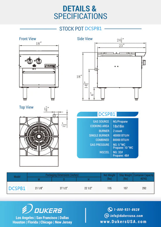 DCSPB1 Stock Pot Range Single 18" Height