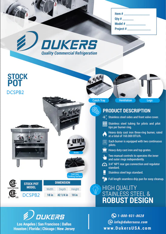 DCSPB2 Stock Pot Range Double 18" Height