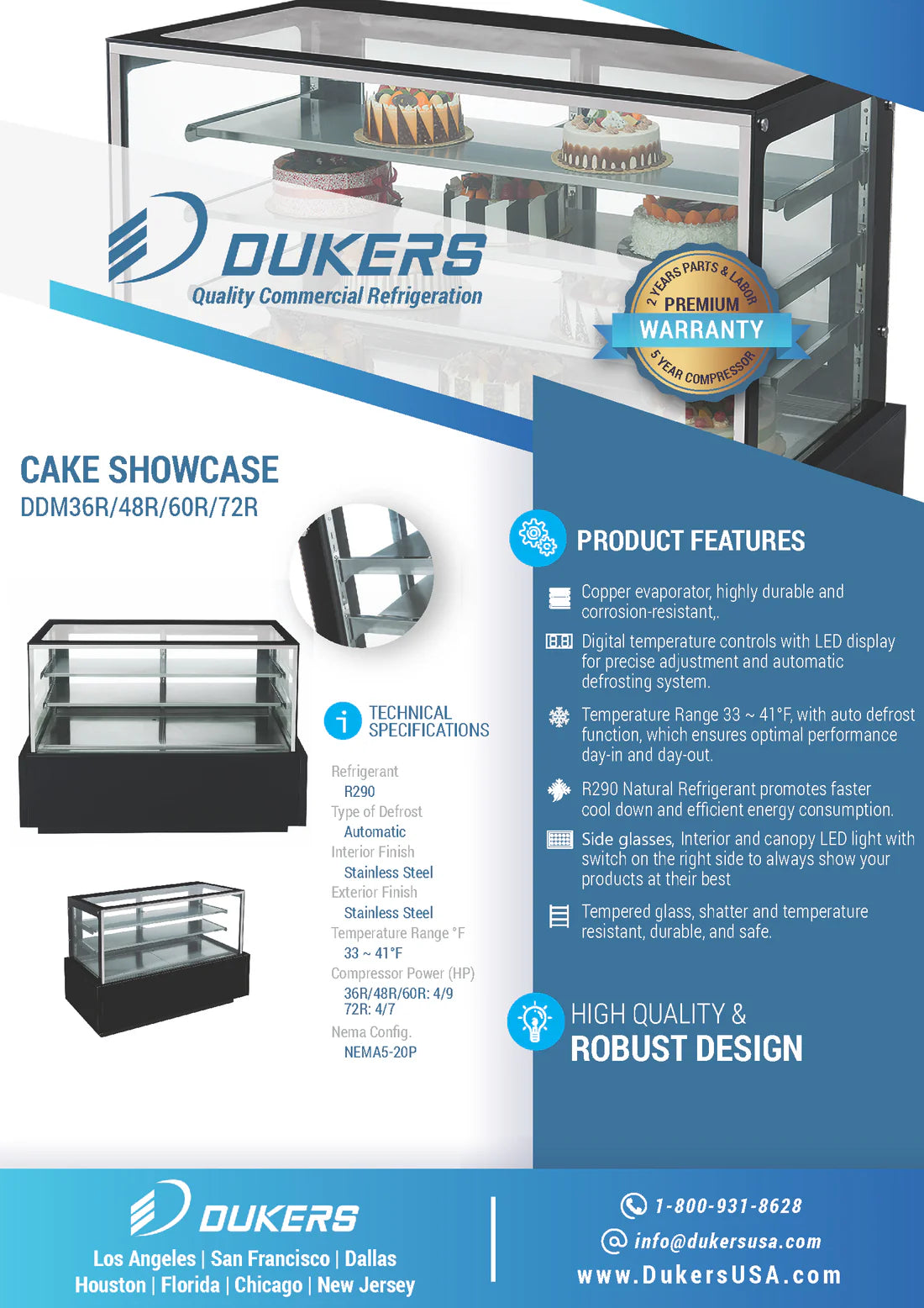 DDM72R - Straight Glass 72" Cake Showcase