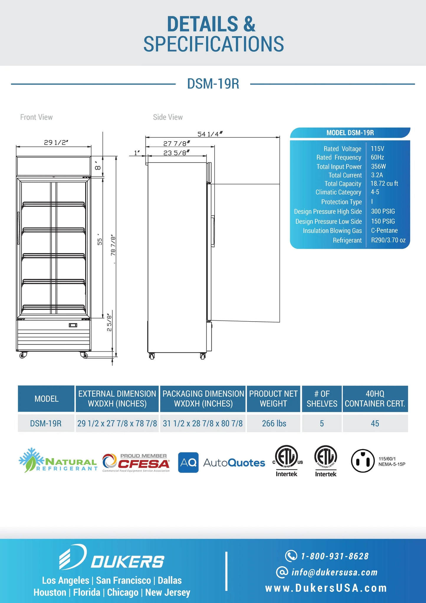 DSM-19R Commercial Single Glass Swing Door Merchandiser Refrigerator