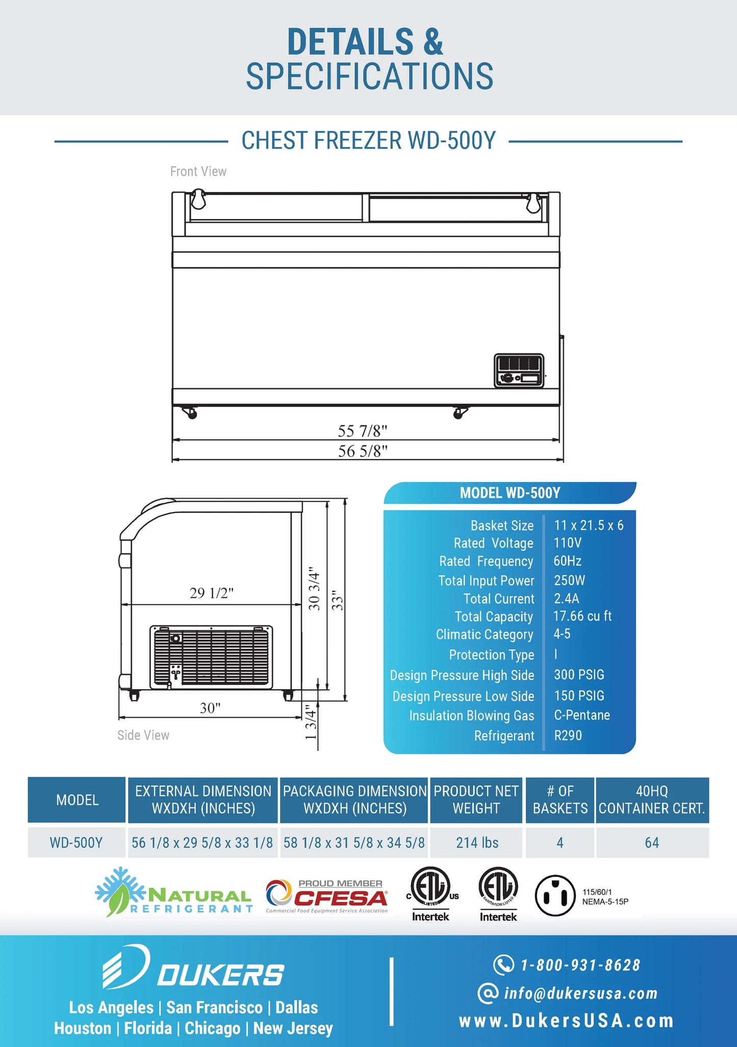 WD-500Y Commercial Chest Freezer in White