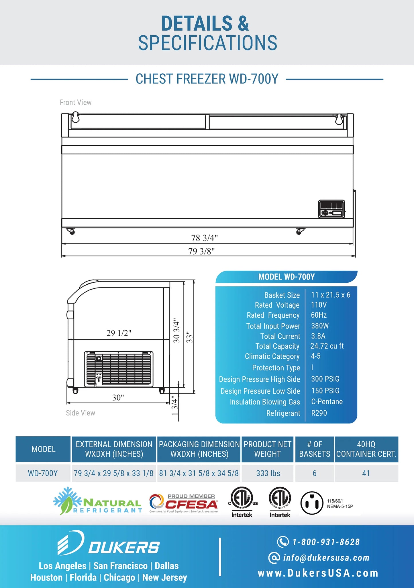 WD-700Y Commercial Chest Freezer in White