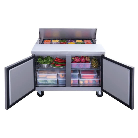 DSP48-12-S2 2-Door Commercial Food Prep Table Refrigerator in Stainless Steel