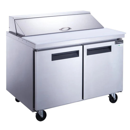 DSP48-12-S2 2-Door Commercial Food Prep Table Refrigerator in Stainless Steel