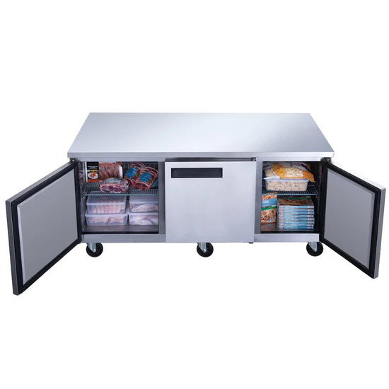 DUC72F 3-Door Undercounter Commercial Freezer in Stainless Steel