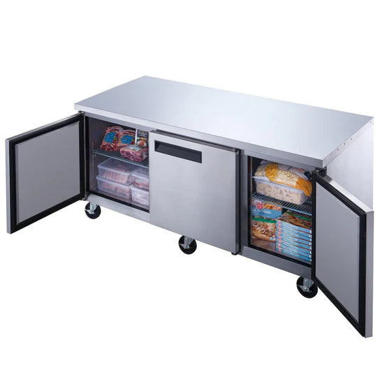 DUC72F 3-Door Undercounter Commercial Freezer in Stainless Steel